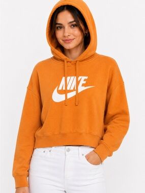 Nike Women's Orange Fleece Logo Hoodie